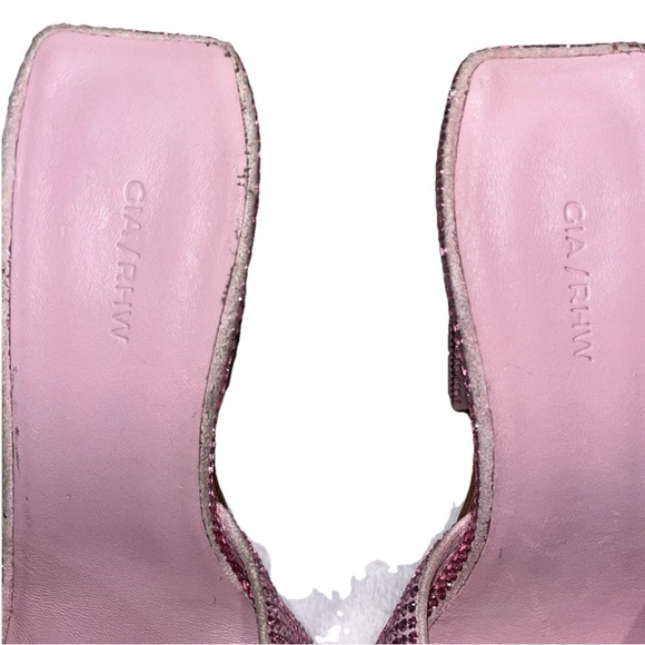 GIA BORGHINI x RHW Rosie sandals pink 39 US 9 mule suede rhinestone leather New - Picture 12 of 15